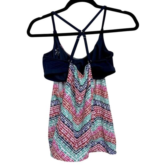 Athleta Moxie Tankini Swim Top Women’s 34 B/C Multicolor Pink Blue Blouson - Picture 7 of 7